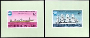 Upper Volta 375-378,C223, MNH, Expo 75 Okinawa, Ships, 6 deluxe sheets