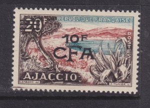 REUNION, 1954 10f.CFA on 20f. Ajaccio, lhm.