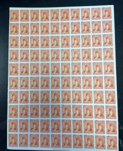 Newfoundland #83P Extra Fine Proof Full Sheet Of 100 India Paper On Card