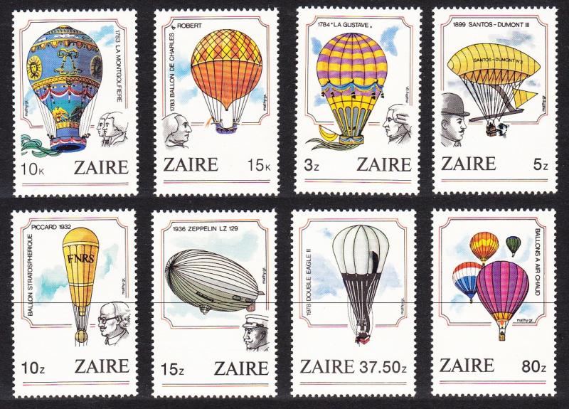 Zaire Bicentenary of Manned Flight 8v SG#1201-1208 SC#1160-1167 MI#867-874