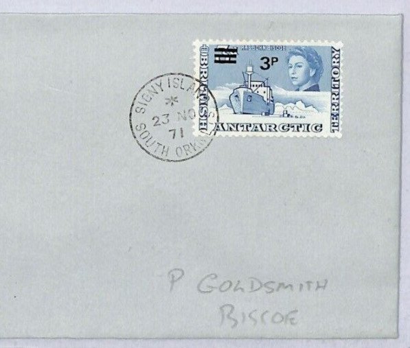 BRITISH ANTARCTIC TERRITORY Cover SIGNY ISLAND 1971 JOHN BISCOE Survey Ship ZK77