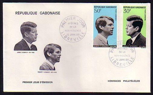 Gabon, Scott cat. C79-C80. Kennedy Brothers values. First day cover. ^