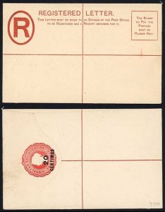 Gibraltar HG7 20c on 2d Vermilion Registered Envelope Size F DLR Mint