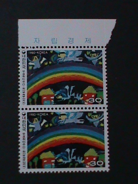​KOREA-1980-SC#1230-PHILATELIC WEEK-MAIL ANGELS -MNH PAIR-VERY FINE