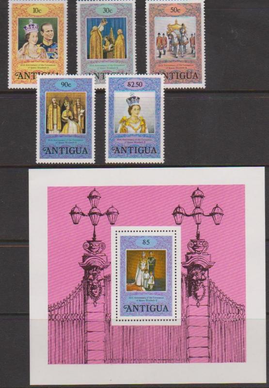 Antigua 1978 Coronation  Mini Sheet and Stamp Set MNH