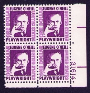 1973 Scott #1294, $1.00, EUGENE O'NEILL - PLAYWRIGHT - Plate Block - MNH 31614