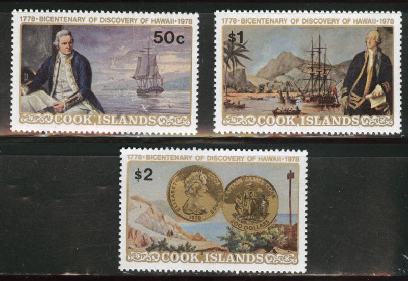 Cook Islands Scott 480-482 MNH**  Cook's arrival in Hawaii bicentennial ...