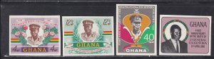 Ghana # 327-330, Lt. General Kotoka, IMPERF Set NH,