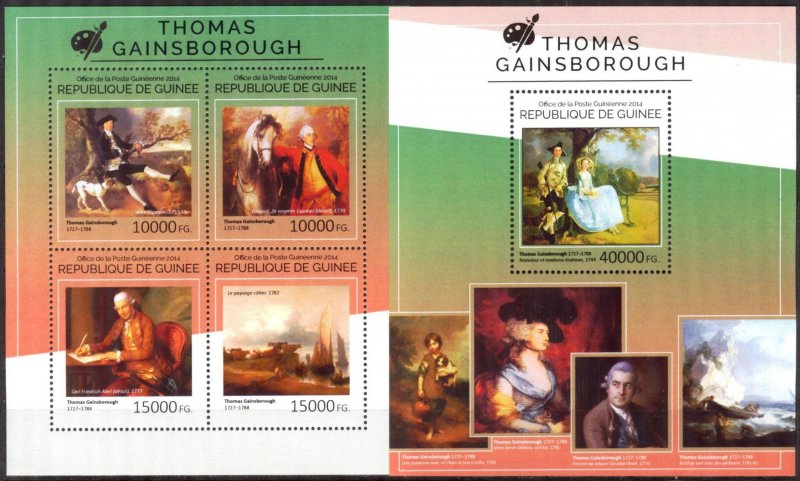 Guinea 2014 Art Paintings Thomas Gainsborough Sheet + S/S MNH