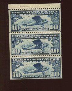 C10a Lindbergh Air Mail POSITION K Mint Booklet Pane of 3 Stamps NH (By 1401)