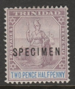 TRINIDAD 1896 QV 2,5d  SPECIMEN   with SHORT HA Variety