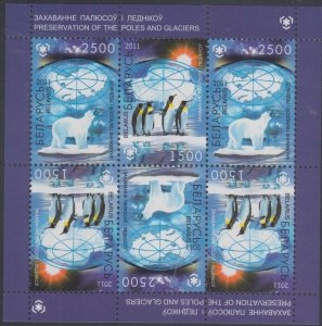 BELARUS Sc# 761b CPL MNH S/S of 3 SETS DIFF POLAR REGIONS ISSUES