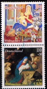 Germany, Sc.#B895:-6 used  Christmas-Joined Issue with Spain, Se-tenant of s./s.