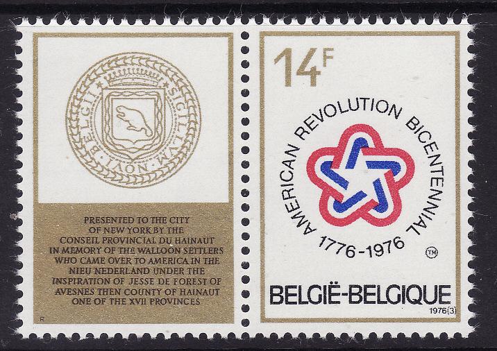 Belgium #942 with label F-VF Mint NH ** Bicentennial (ships)