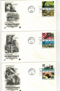 WW2 Patriotic 50th Anniv. 1991 COMPLETE SET OF 10 ON 5 DIFF CACHETS Military