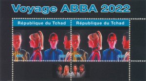 ABBA Stamps Chad 2022 CTO Music Voyage Concert Celebrities 2v M/S III