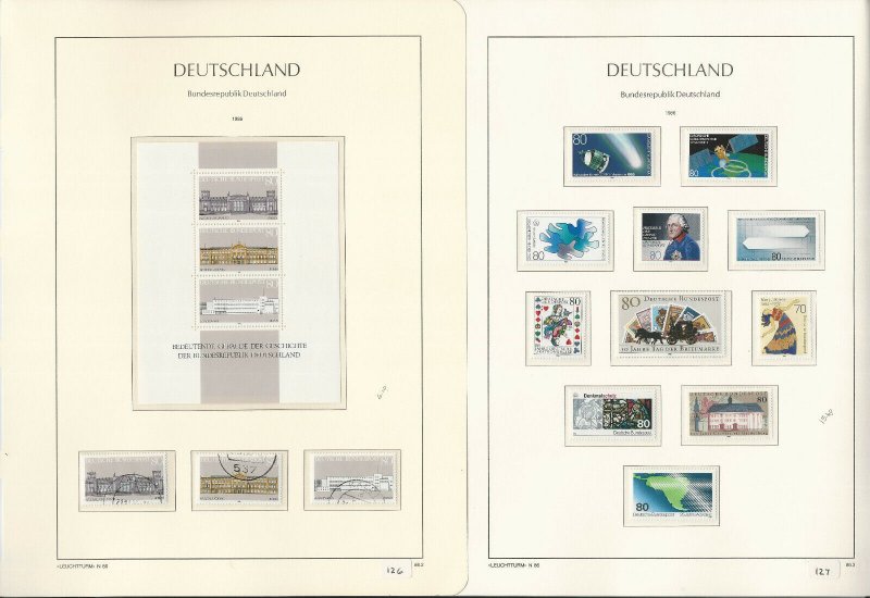 Germany Stamp Collection on 24 Hingless Lighthouse Pages, 1985-1990, JFZ