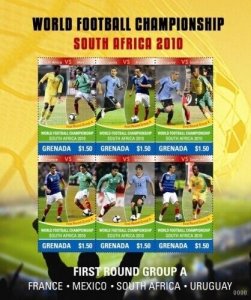 Grenada - 2010 - World Cup Football First Round Group A - Sheet Of 6 - MNH