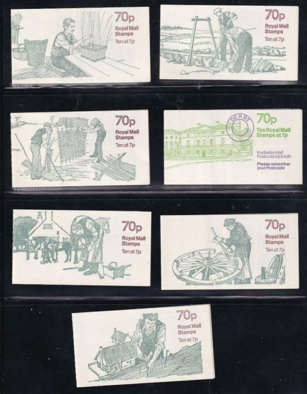 GB BK # 326-327 VF-MNH 7 DIFFERENT COVERS BOOKLETS PO FRESH CV $45+