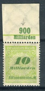 GERMANY; 1923 Oct-Nov Inflation Surcharged MINT MNH 10M. fine SHEET MARGINAL