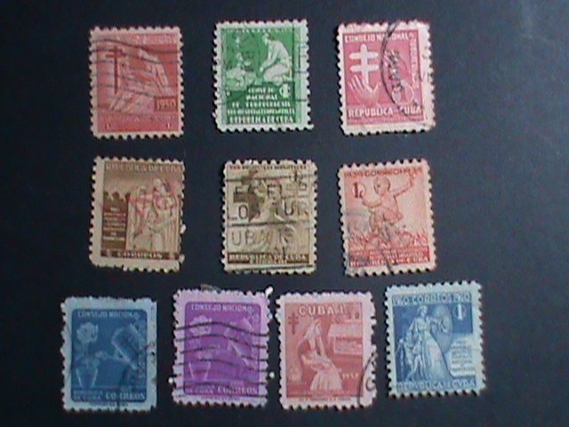 ​CUBA-1939 10 OVER 80 YEARS OLD CUBA FAMOUS USED STAMPS-SET-VERY FINE