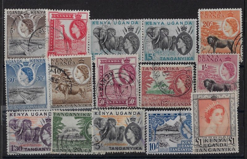 KUT, 1954 QEII set used, SG167-180 (14)/ Scott 103-117, VF. CV £35      (a1704