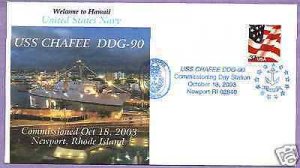 USS CHAFEE, DDG-90  - 2003 NAVAL COVER, COMMISSIONING DAY.