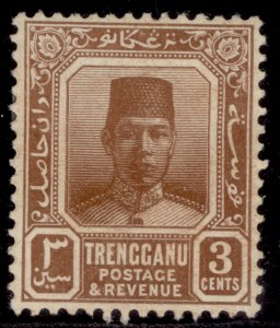 MALAYSIA - Trengganu GVI SG29, 3c reddish brown, M MINT. Cat £48. CHALKY