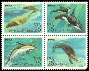 PCBstamps   US #2508/2511a Block $1.00(4x25c)Sea Creatures, MNH, (14)