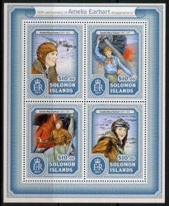 SOLOMON ISLANDS 2017 90th DISAPPEARANCE ANNIVERSARY OF AMELIA EARHART SHEET MINT