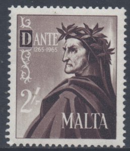 Malta Scott 333 - SG351, 1965 Dante 2/- MH*