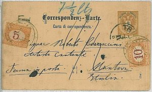 36750 AUSTRIA - POSTAL ENTRY from TRIESTE to MANTOVA - ON ARRIVAL 1887...-