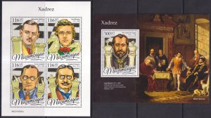 Gs1743 2019 Mozambique Chess In Art Morphy Alekhine Sport #10384-387+Bl1512 Mnh