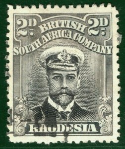 RHODESIA BSACo KGV Admiral SG.209 2d Black & Grey (1913) Used Cat £12+ BRBLUE67