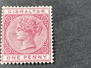 GIBRALTAR # 11-MINT/HINGED---SINGLE---CARMINE-ROSE---1898