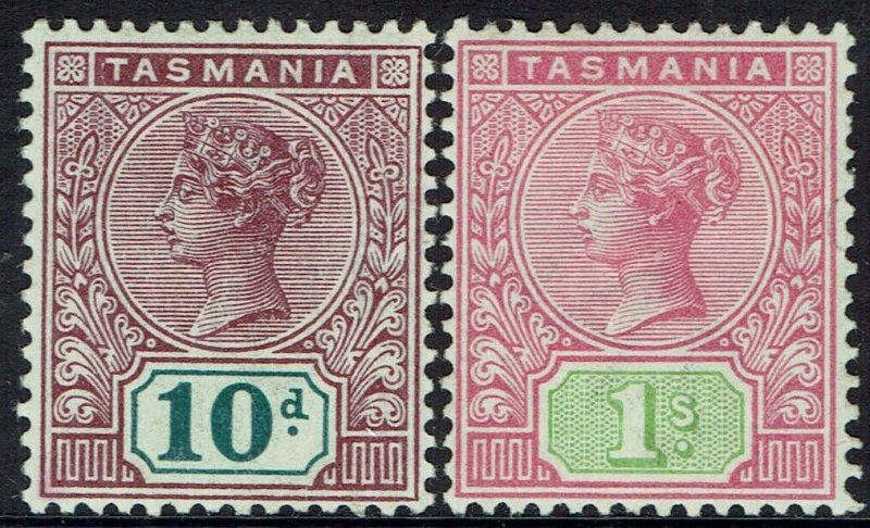 TASMANIA 1892 QV TABLET 10D AND 1/- WMK TAS 