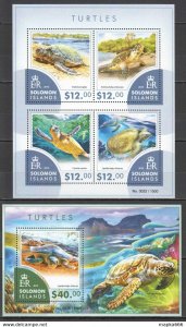 2015 Solomon Islands Turtles Reptiles Marine Life #3307-11 1+1 ** Ls462