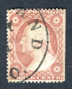 US 1857. 3c stamp. Used. P15 1/2. Type IV. Sc#26A.