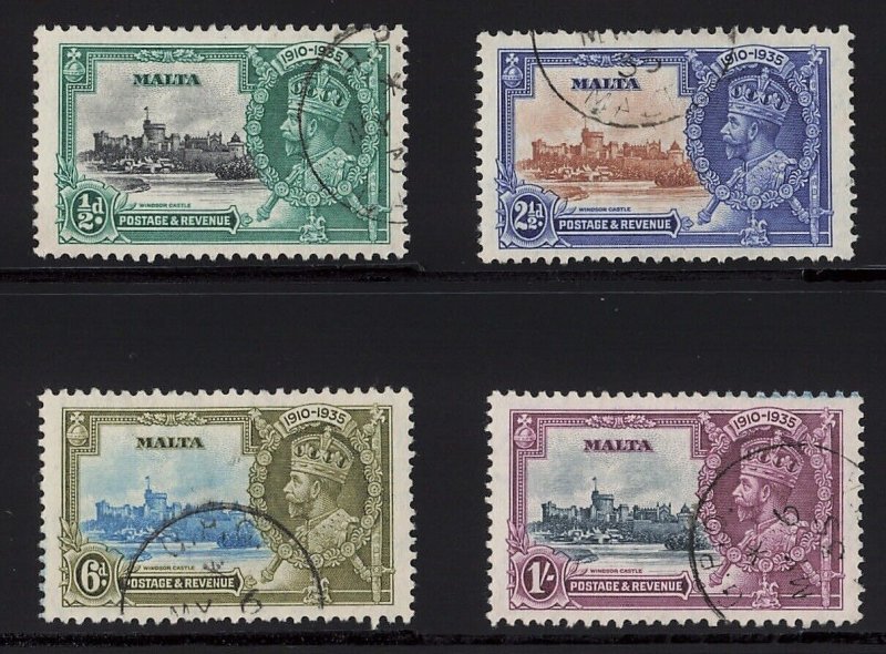 Malta Sc #184-7 (1935) 1/2d to 1/- King George V Silver Jubilee Set VF Used CDS 