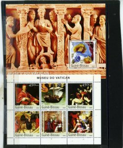 GUINEA BISSAU 2003 PAINTINGS FROM VATICAN MUSEUM SHEET OF 6 STAMPS & S/S MNH