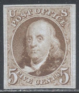 U.S. #3 SCARCE Unused VF/XF w/ Cert - 1875 3c Red Brown