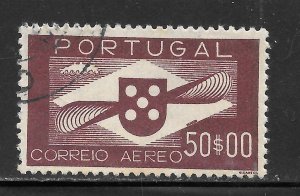 Portugal Scott C10 Used LH - 1941 50e Symbol of Aviation H/V of Set - SCV $75.00