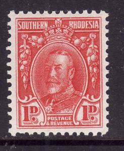 Southern Rhodesia-Sc#17b-unused hinged 1p scarlet KGV-perf 11.5-1933-