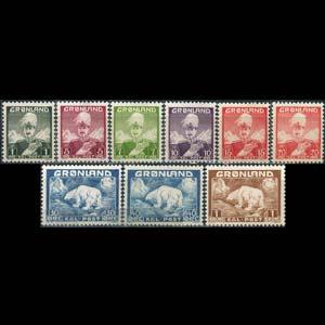 GREENLAND 1938 - Scott# 1-9 King/Bear Set of 9 NH