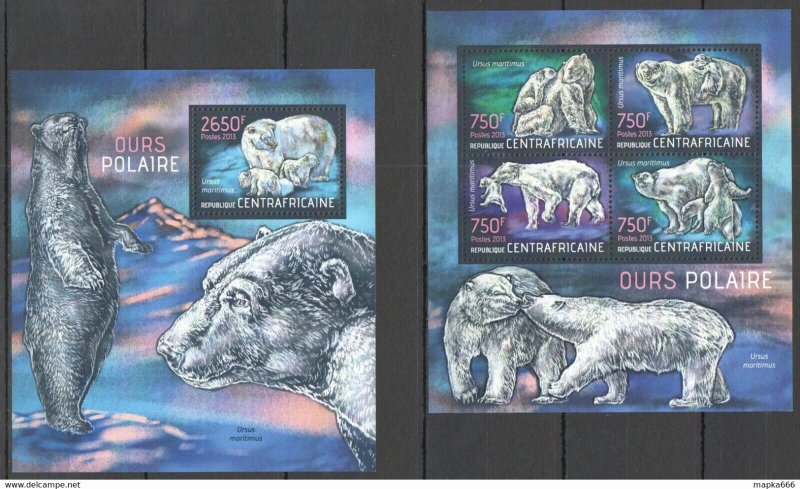 2013 Central Africa Polar Fauna White Bears Les Ours Polaires Kb+Bl ** Ca700