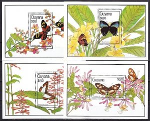 Guyana, Scott cat. 2344-2347. 4 Butterfly s/sheets. ^