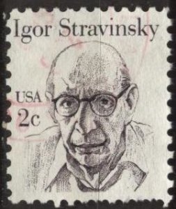 US 1845 (used, rough edge bottom) 2¢ Igor Stravinsky, brn black (1982)