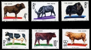 China PRC #1679-1684, 1981 Cattle Breeding, set of six, never hinged