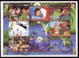 Benin 2008 DISNEY CHARACTERS  PETER PAN /SNOW WHITE Sheetlet (8+1L) CTO