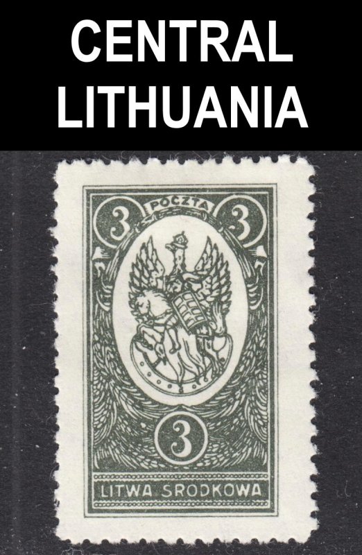 Central Lithuania Scott 37 UNLISTED PERF 11 3/4 F to VF mint OG HH.